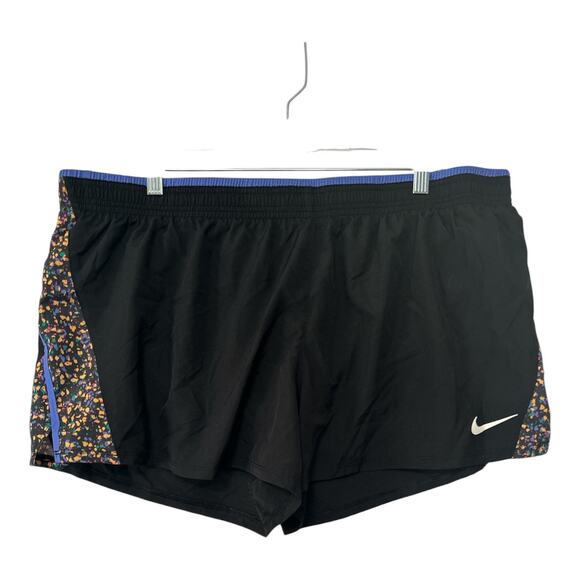 Nike Women’s Running Athletic Shorts Black Dri-FIT Inner Brief Activewear Large - Picture 1 of 9